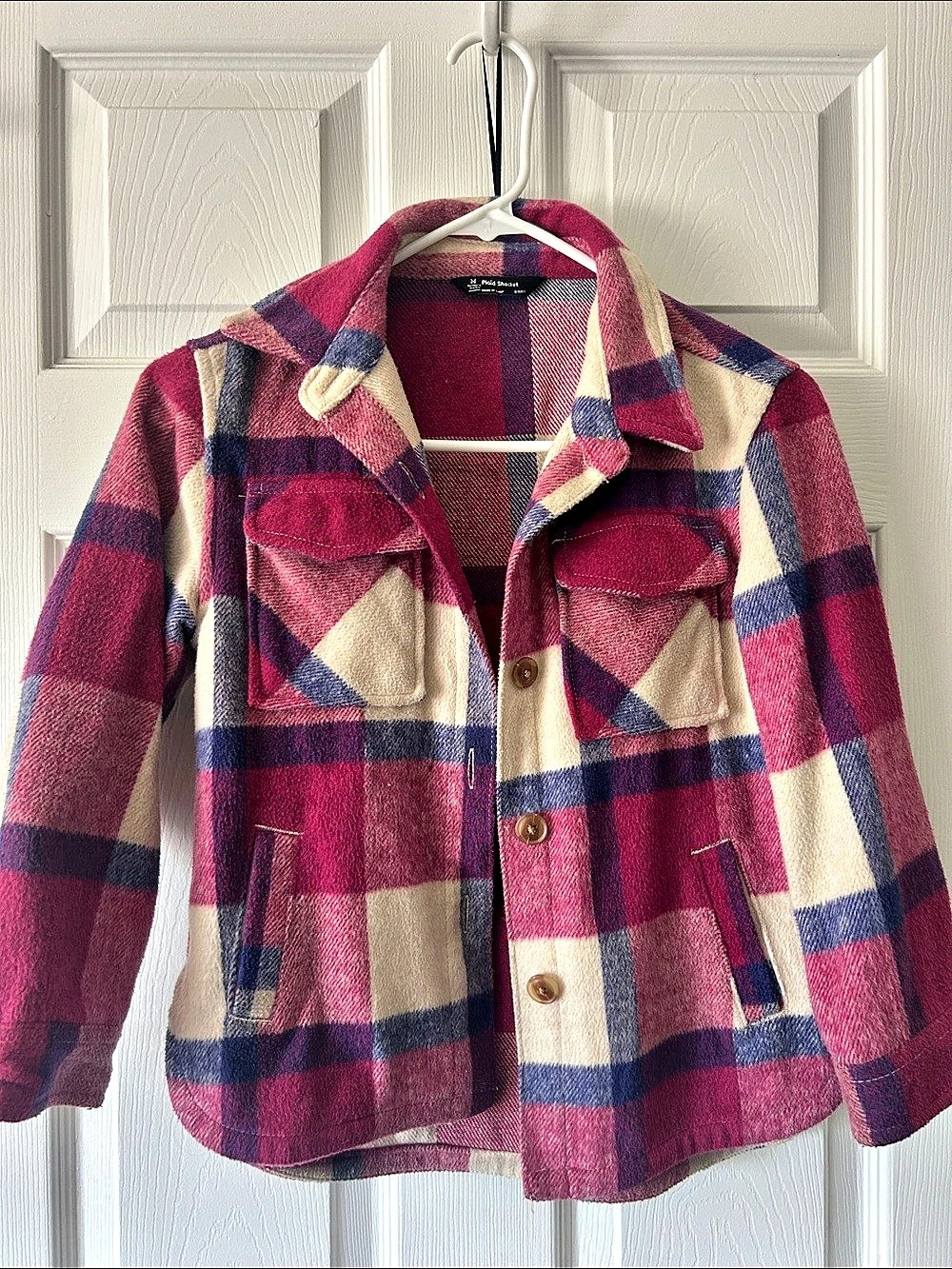 Plaid Shacket in Pink & Purple Size Small 6/ 6x